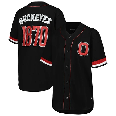 Chemise de baseball boutonnée noire Ohio State Buckeyes The Wild Collective pour femmes