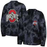 Pull à col en V boutonné et teint par nœuds pour femmes The Wild Collective Ohio State Buckeyes noir