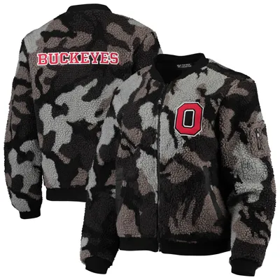 Ohio State Buckeyes The Wild Collective Women's Sherpa Bomber Full-Zip Jacket - Black