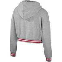 Women's The Wild Collective Heather Gray Ohio State Buckeyes Cropped Shimmer Pullover Hoodie