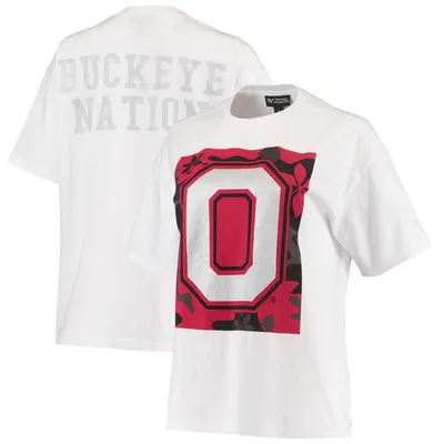 Ohio State Buckeyes The Wild Collective Women's Camo Boxy Graphic T-Shirt - White