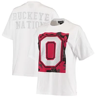 T-shirt The Wild Collective Ohio State Buckeyes Camo Boxy blanc pour femme