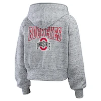 Sweat à capuche zippé double frappe Speckle pour femme par Erin Andrews Heather Gray Ohio State Buckeyes Wear