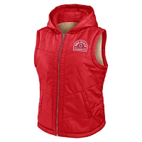 Women's WEAR by Erin Andrews Scarlet/Cream Ohio State Buckeyes Reversible Full-Zip Hoodie Vest