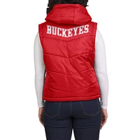 Women's WEAR by Erin Andrews Scarlet/Cream Ohio State Buckeyes Reversible Full-Zip Hoodie Vest