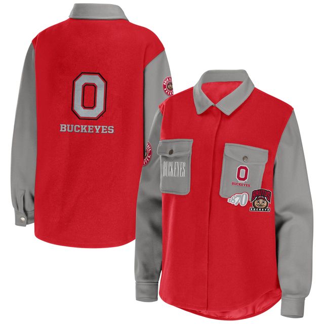 Veste chemise boutonnée WEAR by Erin Andrews Scarlet Ohio State Buckeyes pour femme