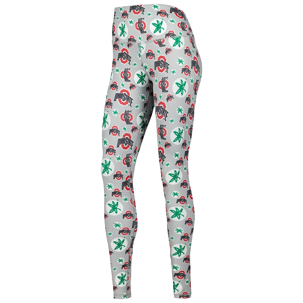 Women's ZooZatz Gray Ohio State Buckeyes Team Stacked Mascot Leggings