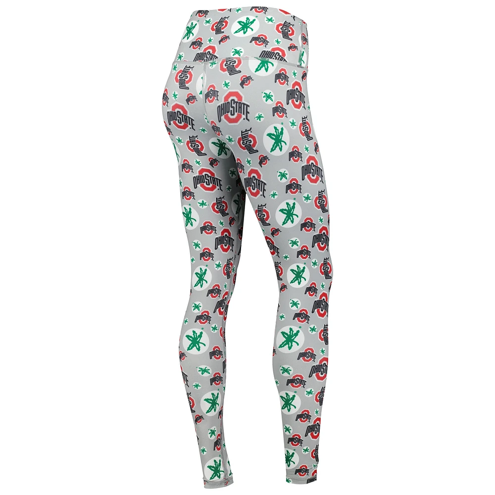 Women's ZooZatz Gray Ohio State Buckeyes Team Stacked Mascot Leggings