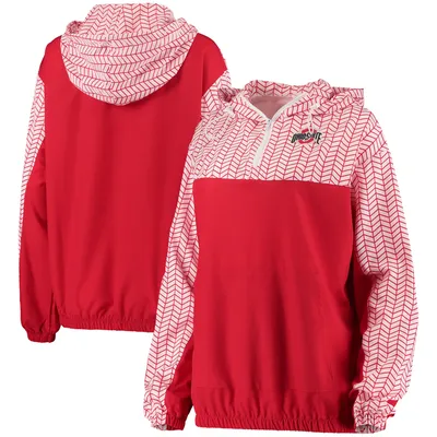 Ohio State Buckeyes ZooZatz Women's Chevron Swishy Quarter-Zip Hoodie Jacket - Scarlet