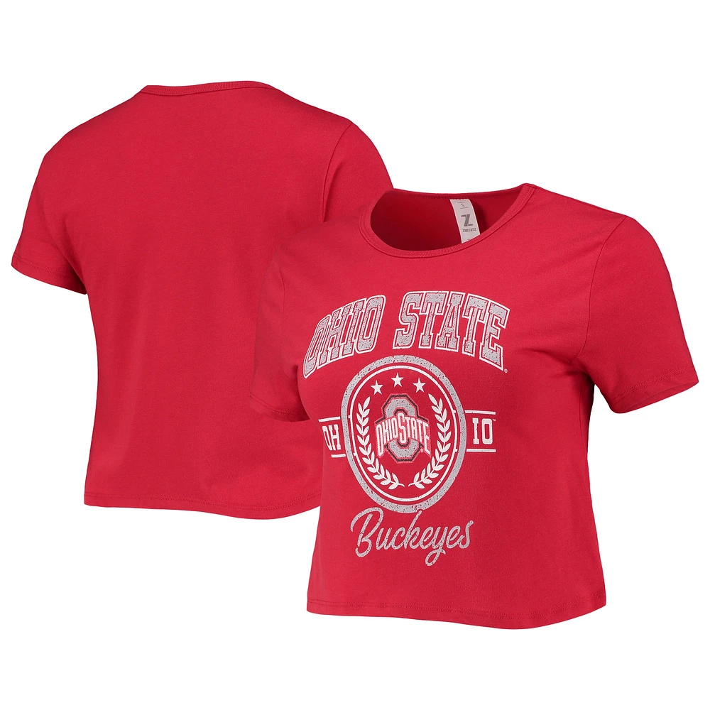 T-Shirt Court Femme ZooZatz Scarlet Ohio State Buckeyes Core Laurels