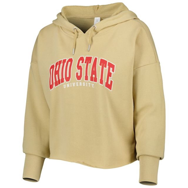 Sweat à capuche court ZooZatz Tan Ohio State Buckeyes Core University pour femme