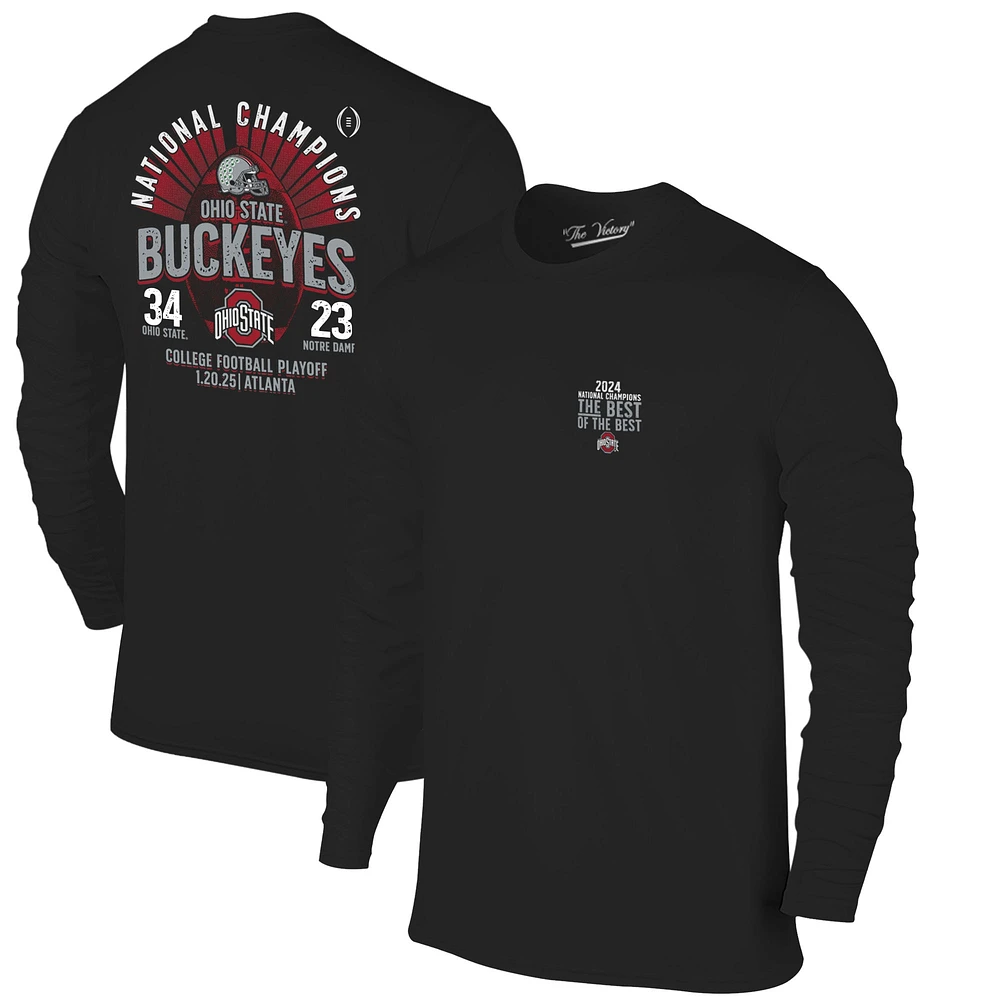 Youth Black Ohio State Buckeyes College Football Playoff 2024 National Champions Score Long Sleeve T-Shirt