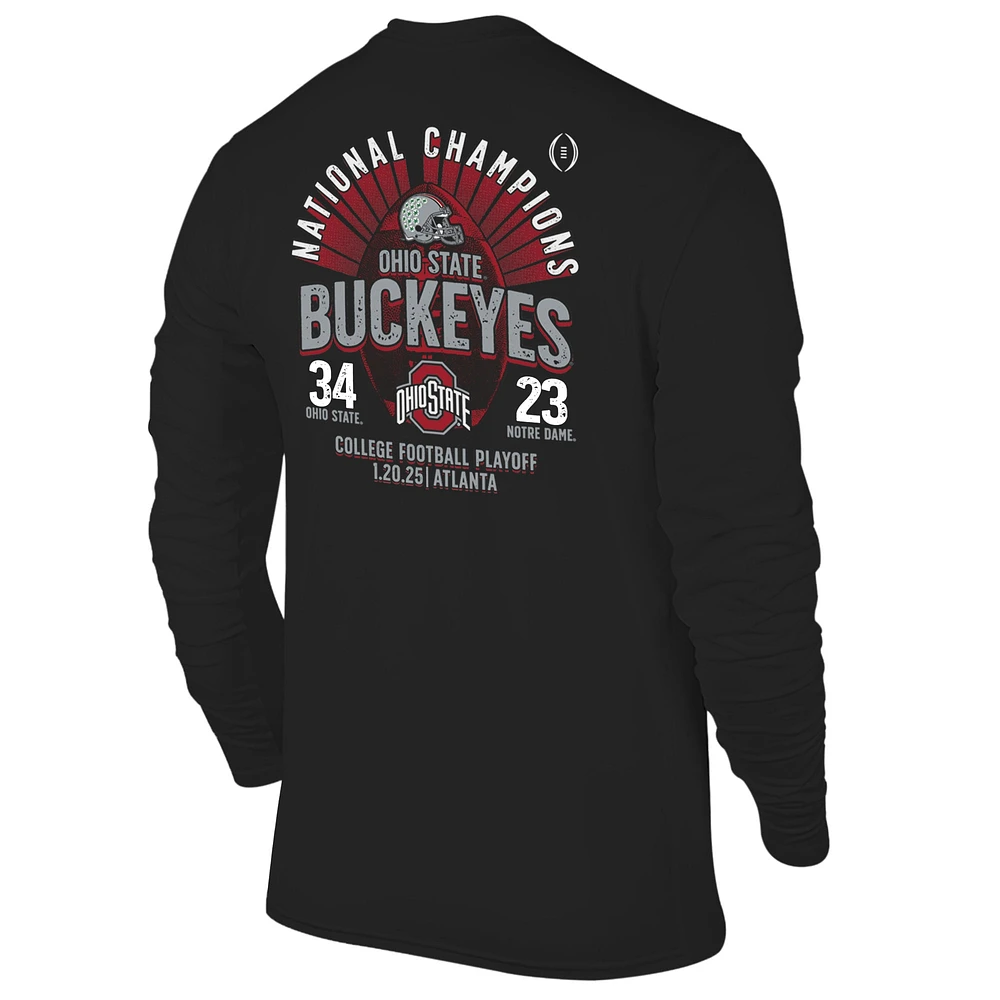 Youth Black Ohio State Buckeyes College Football Playoff 2024 National Champions Score Long Sleeve T-Shirt