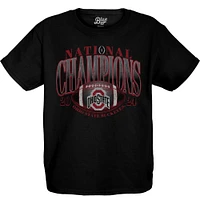 Youth Blue 84 Black Ohio State Buckeyes College Football Playoff 2024 National Champions Ace Slot T-Shirt