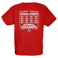 Youth Blue 84 Scarlet Ohio State Buckeyes College Football Playoff 2024 National Champions Schedule T-Shirt