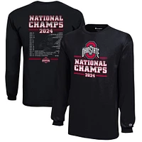 Youth Champion  Black Ohio State Buckeyes College Football Playoff 2024 National Champions Schedule Long Sleeve T-Shirt