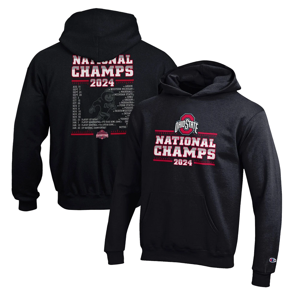 Youth Champion  Black Ohio State Buckeyes College Football Playoff 2024 National Champions Schedule Pullover Hoodie