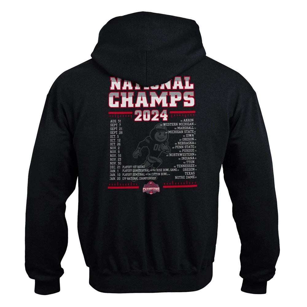 Youth Champion  Black Ohio State Buckeyes College Football Playoff 2024 National Champions Schedule Pullover Hoodie