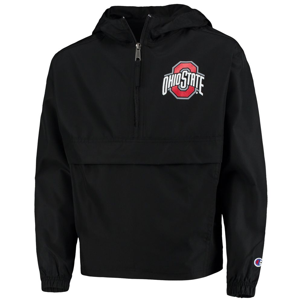 Youth Champion Black Ohio State Buckeyes Pack & Go Quarter-Zip Windbreaker Jacket