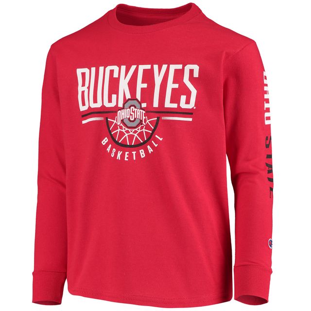 Champion de la jeunesse Scarlet Ohio State Buckeyes Basketball T-shirt à manches longues