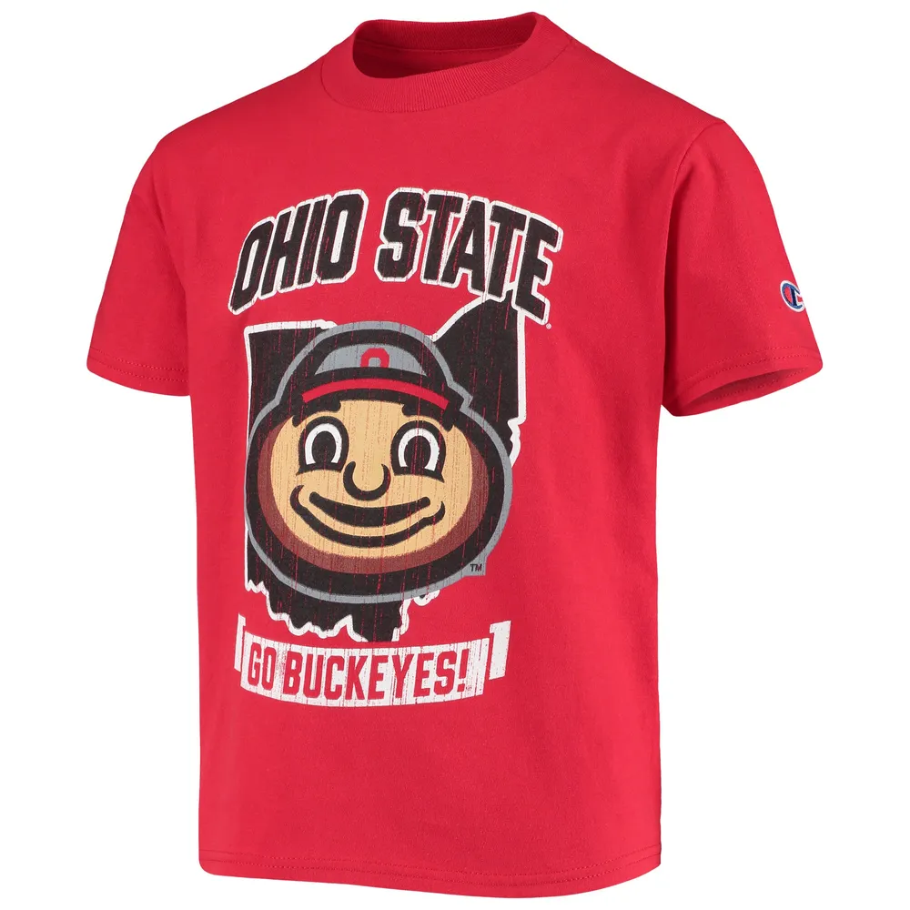 Champion de la jeunesse Scarlet Ohio State Buckeyes Strong Mascot T-shirt