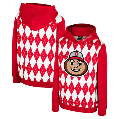 Sweat à capuche enfiler Youth Colosseum Scarlet Ohio State Buckeyes Argyle The Dealio