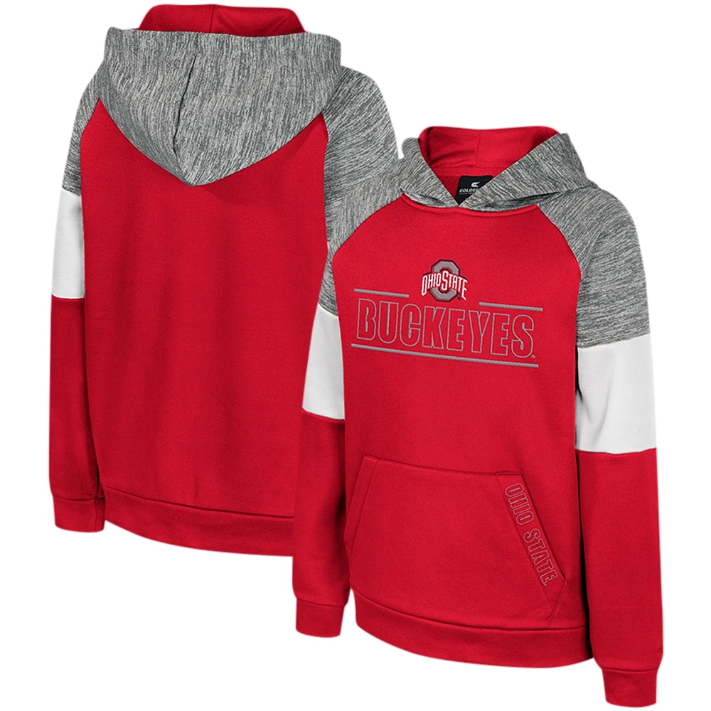 Sweat à capuche Raglan pour jeunes Colosseum Scarlet Ohio State Buckeyes Live Hardcore