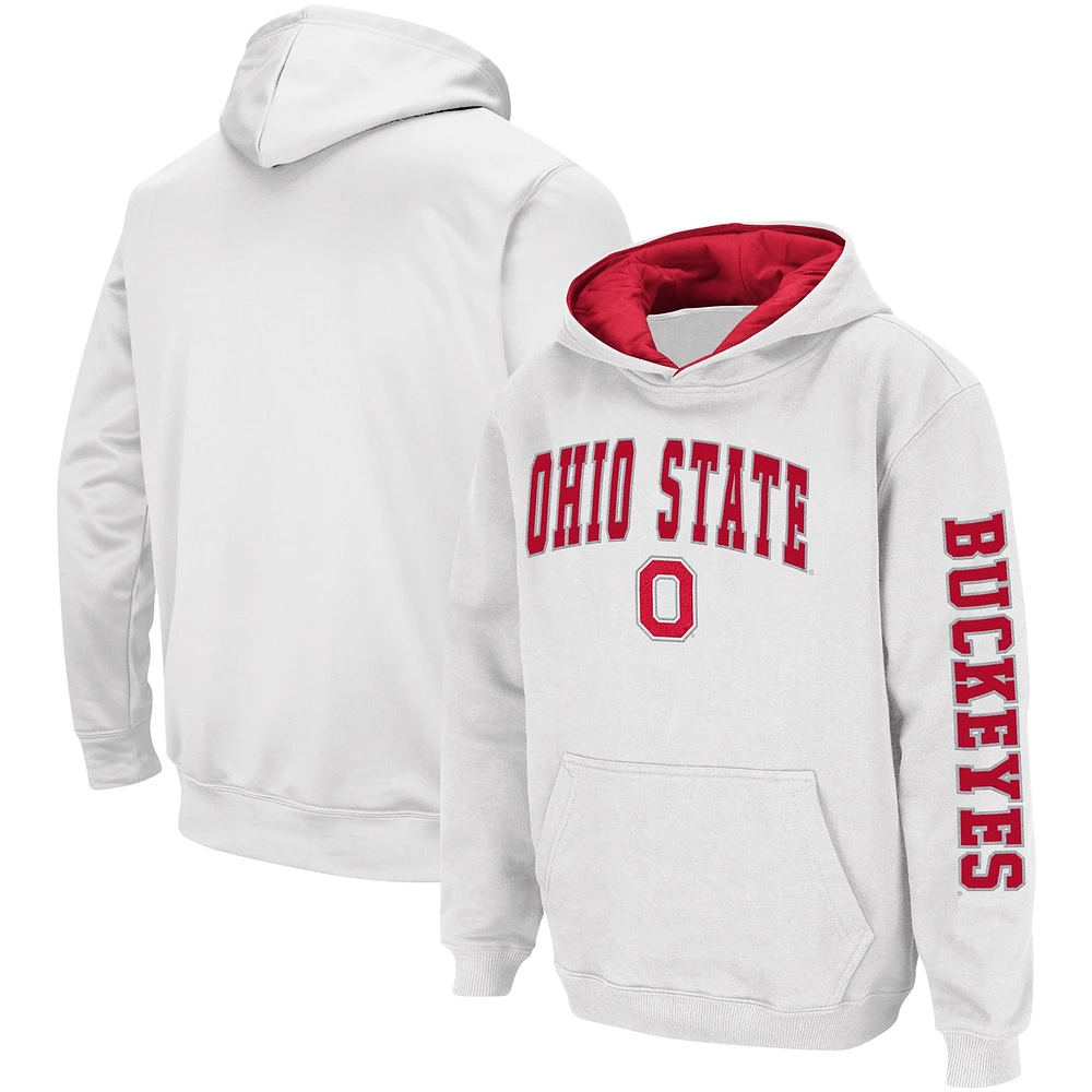 Sweat à capuche 2 coups pour jeunes Colosseum White Ohio State Buckeyes