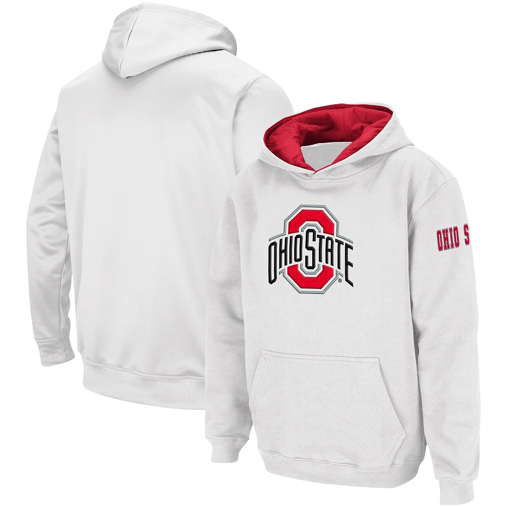 Sweat à capuche blanc avec grand logo des Buckeyes de l'Ohio State Colosseum pour jeunes