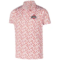 Youth Garb White Ohio State Buckeyes Earnest Allover Print Polo