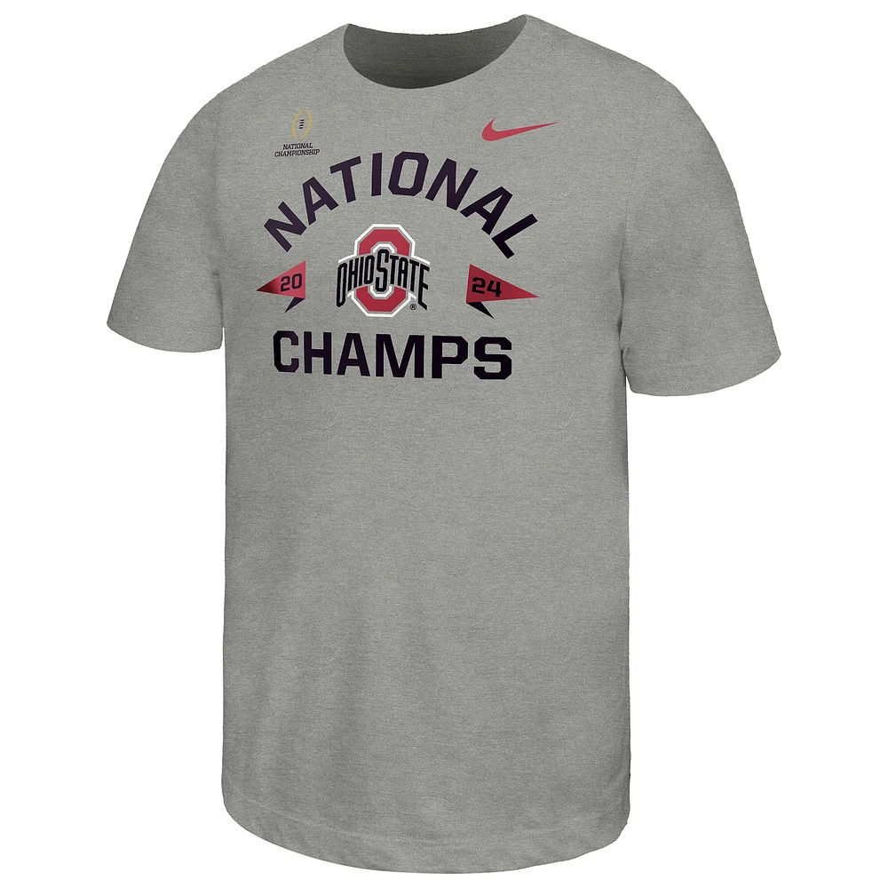 Youth Nike Gray Ohio State Buckeyes College Football Playoff 2024 National Champions  T-Shirt