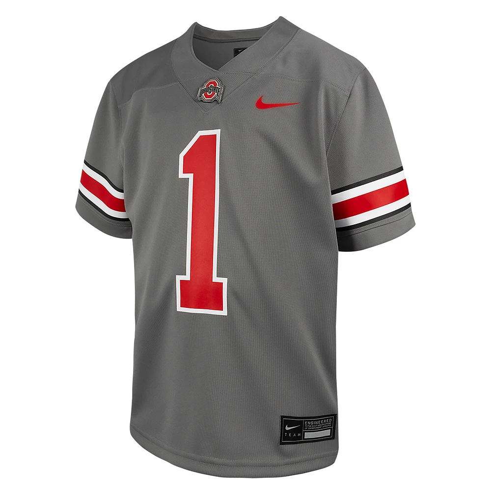 Maillot de jeu alternatif Nike #1 Steel Ohio State Buckeyes pour jeunes