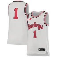 Maillot de basket-ball réplique l'équipe retour des Ohio State Buckeyes Nike #1 blanc pour jeunes