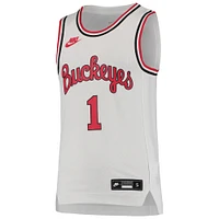 Maillot de basket-ball réplique l'équipe retour des Ohio State Buckeyes Nike #1 blanc pour jeunes