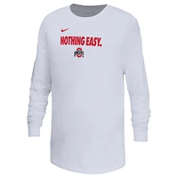 Youth Nike White Ohio State Buckeyes 2025 On-Court Bench Long Sleeve T-Shirt