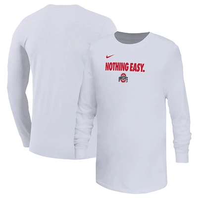 Youth Nike White Ohio State Buckeyes 2025 On-Court Bench Long Sleeve T-Shirt