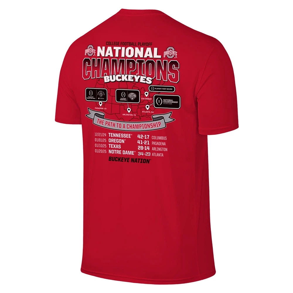 Youth Scarlet Ohio State Buckeyes College Football Playoff 2024 National Champions Tour T-Shirt