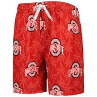 Youth Wes & Willy  Scarlet Ohio State Buckeyes Palm Tree Swim Shorts