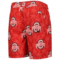 Youth Wes & Willy  Scarlet Ohio State Buckeyes Palm Tree Swim Shorts