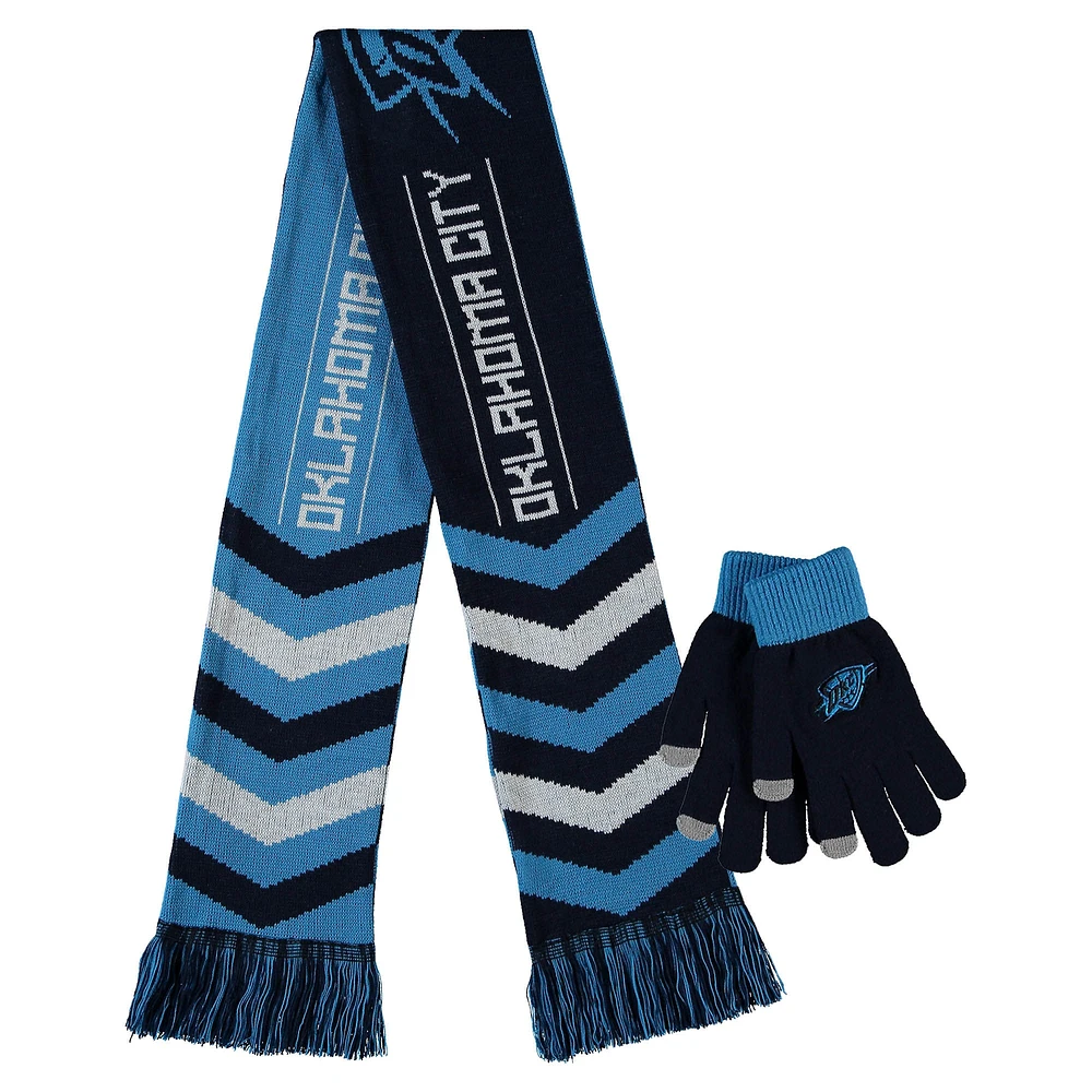 FOCO Ensemble de gants et écharpe bleu Oklahoma City Thunder