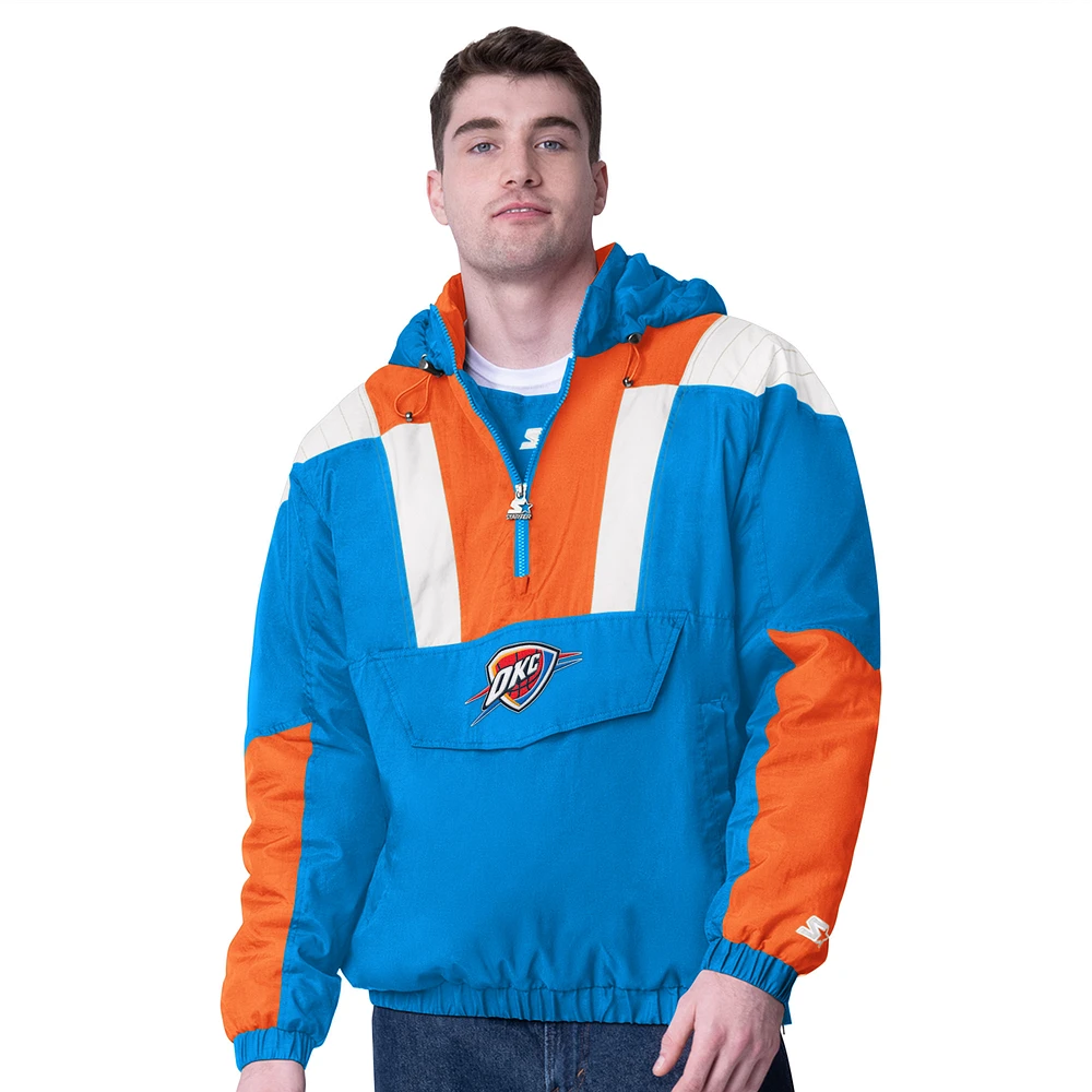 Men's Starter  Blue Oklahoma City Thunder Charger Half-Zip Pullover Jacket