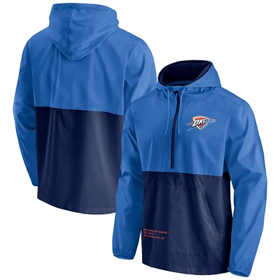 Men's Fanatics Blue/Navy Oklahoma City Thunder Block Party Thrill Seeker - Half-Zip Hoodie Jacket