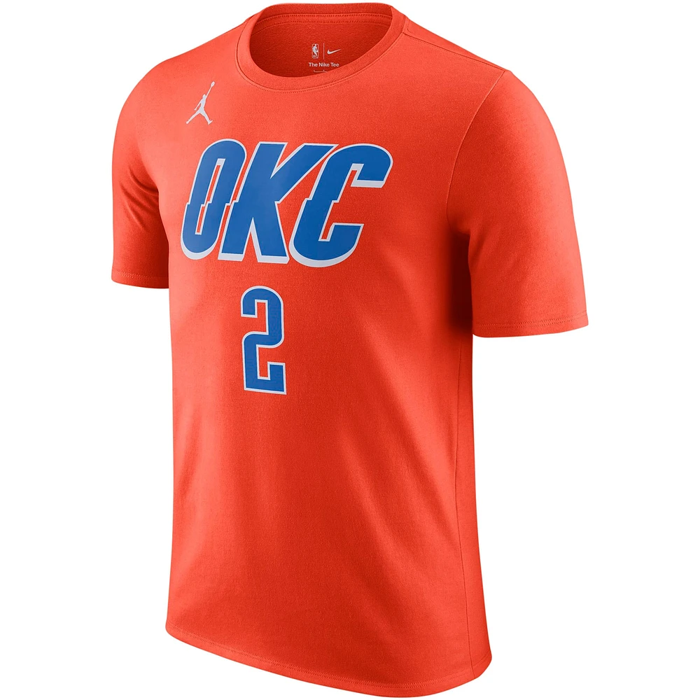 T-shirt Jordan Brand Shai Gilgeous-Alexander pour homme, orange, Oklahoma City Thunder 2022/23 Statement Edition, nom et numéro