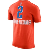 T-shirt Jordan Brand Shai Gilgeous-Alexander pour homme, orange, Oklahoma City Thunder 2022/23 Statement Edition, nom et numéro