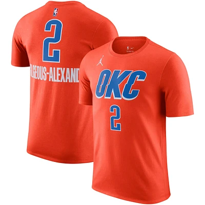 T-shirt Jordan Brand Shai Gilgeous-Alexander pour homme, orange, Oklahoma City Thunder 2022/23 Statement Edition, nom et numéro