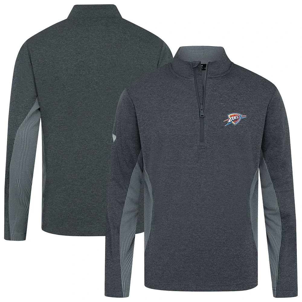 Haut à fermeture éclair quart de tour gaufrée Oklahoma City Thunder 2.0 pour homme Levelwear noir chiné