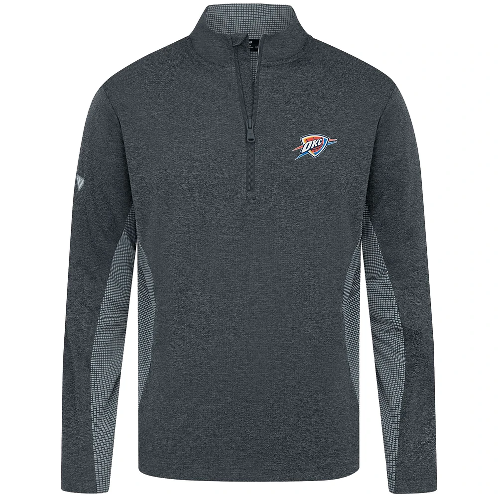 Haut à fermeture éclair quart de tour gaufrée Oklahoma City Thunder 2.0 pour homme Levelwear noir chiné