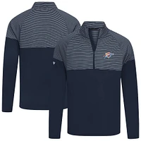 Men's Levelwear Navy Oklahoma City Thunder Classic Stripes Quarter-Zip Top