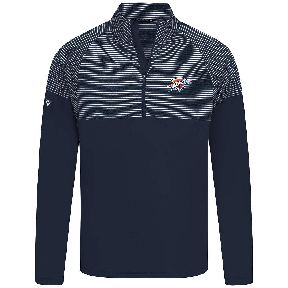 Men's Levelwear Navy Oklahoma City Thunder Classic Stripes Quarter-Zip Top