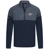 Men's Levelwear Navy Oklahoma City Thunder Classic Stripes Quarter-Zip Top